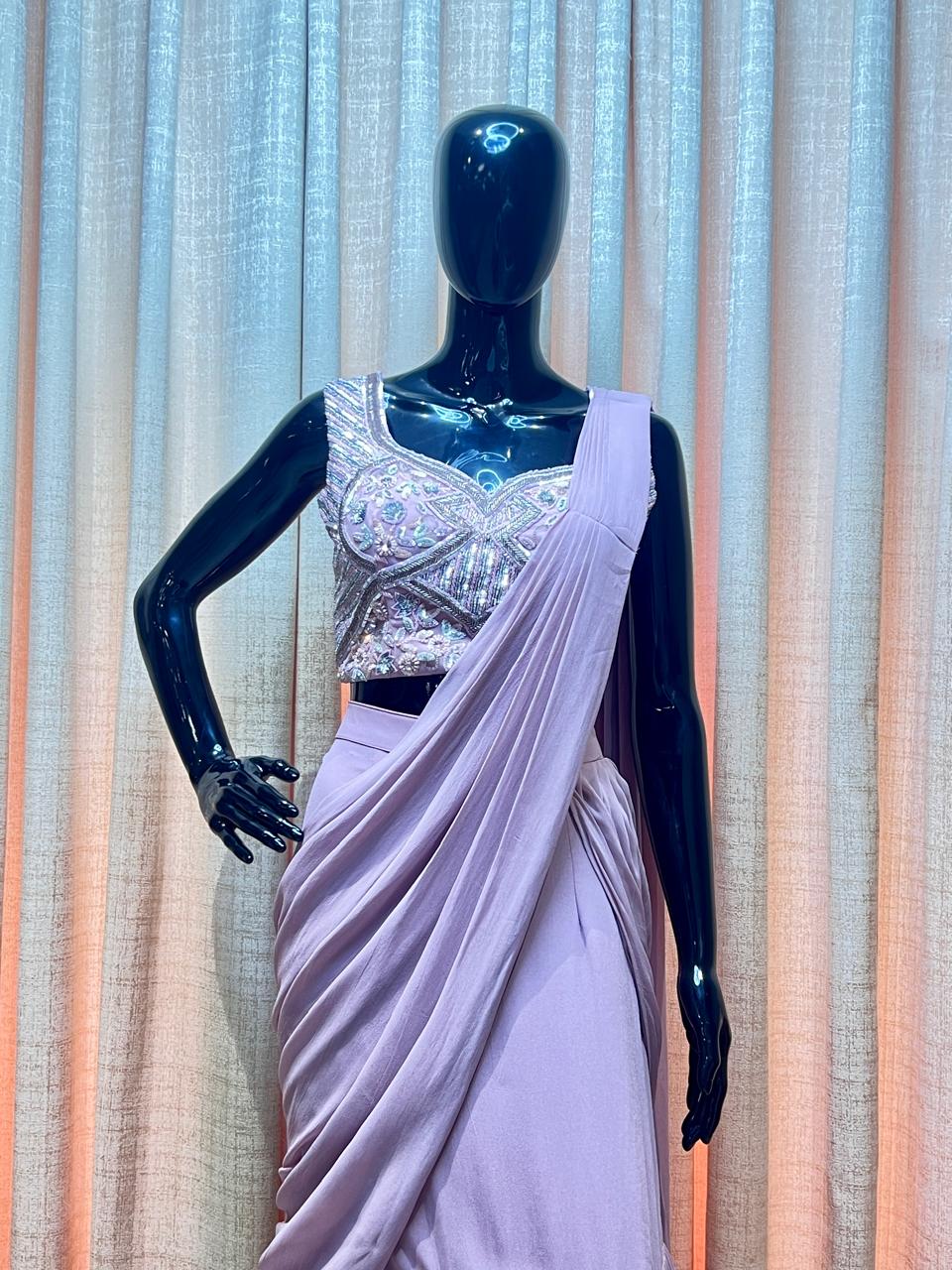 Lavender Drape Saree - Drape Sarees